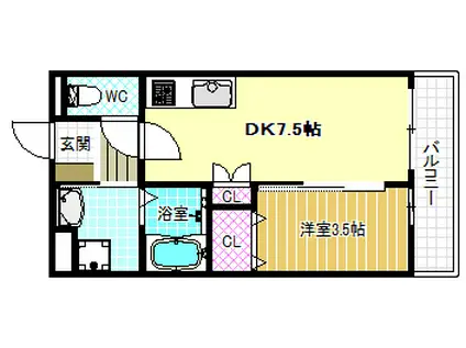 林4丁目ハイツ(1LDK/3階)の間取り写真