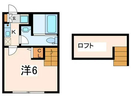 メテオール上星川(1K/2階)の間取り写真