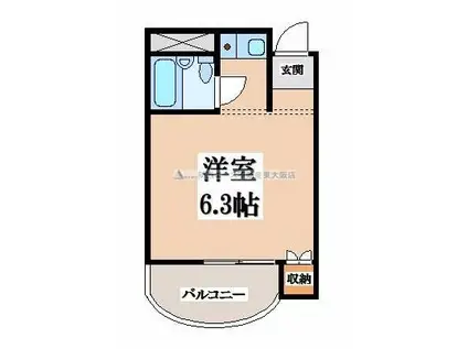 ハイツ日岡(1K/2階)の間取り写真