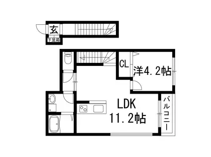 ARBRE FUILLE(1LDK/2階)の間取り写真