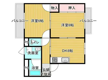 ジョイフルくれは(2DK/3階)の間取り写真