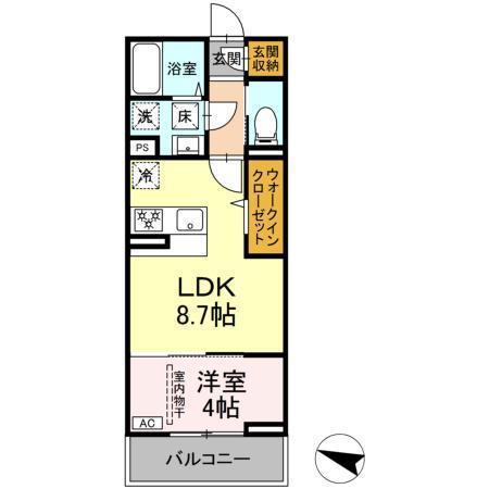 ディアライズ春日町C棟(1LDK/2階)の間取り写真