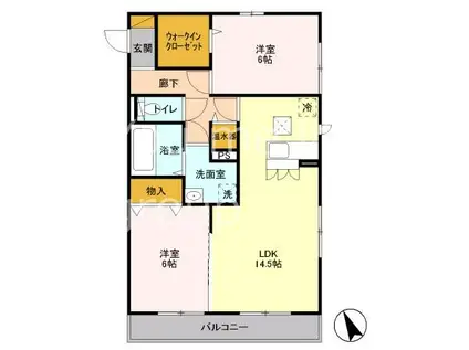 リベラマーロ(2LDK/1階)の間取り写真