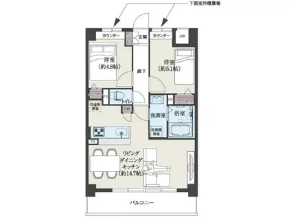 エルグランド博多の杜(2LDK/2階)の間取り写真