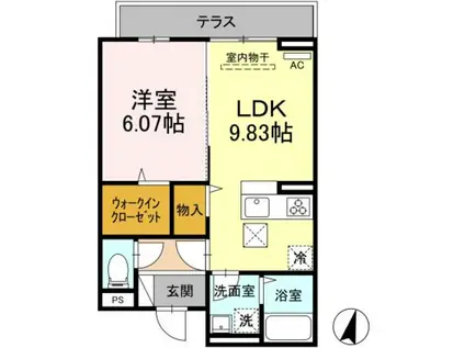 ラリュール豊玉上(1LDK/1階)の間取り写真