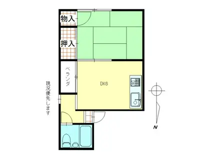 小柳コーポ(1DK/3階)の間取り写真