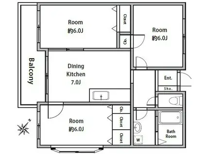 ハイツ鈴木(3DK/1階)の間取り写真