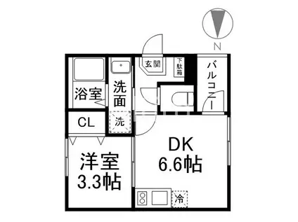 メゾンアンバー(1DK/2階)の間取り写真
