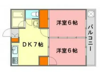 アーバン久保本(2DK/2階)の間取り写真