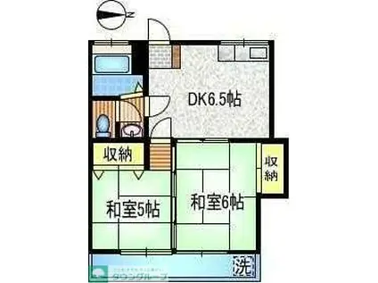 コーポみなと(2DK/3階)の間取り写真