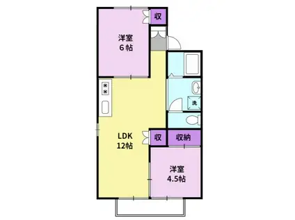 カーサ金子A(2LDK/1階)の間取り写真