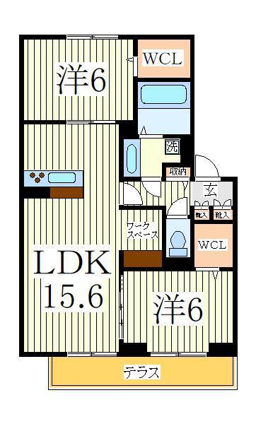 グリシーナ(2LDK/1階)の間取り写真