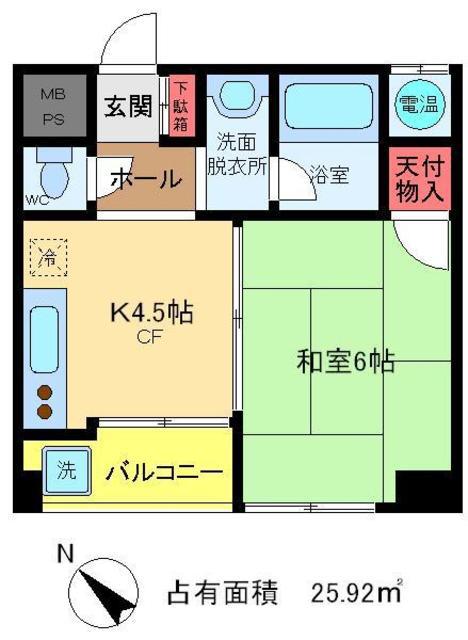 第二唐松ハイツリー(1DK/3階)の間取り写真