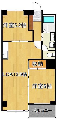 城野駅前ビル(2LDK/5階)の間取り写真