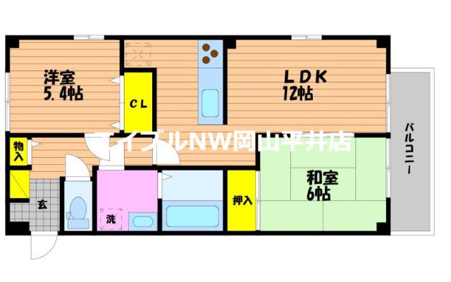 カンフォタブル(2LDK/3階)の間取り写真