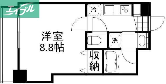 月光岡山市役所前(1K/2階)の間取り写真