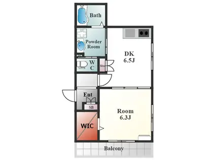 セラフィーメゾン郡元町(1DK/1階)の間取り写真