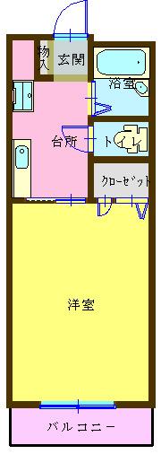 ニューハイツ三林III(1K/1階)の間取り写真