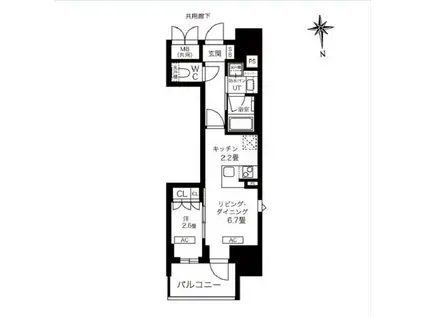 K-COURT谷町四丁目(1LDK/14階)の間取り写真