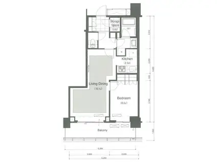 ブリリア・イスト・タワー勝どき(1LDK/14階)の間取り写真