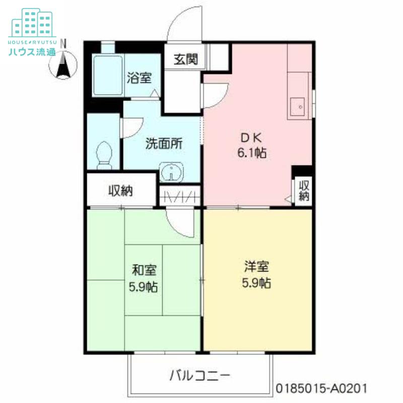 ディアス徳泉(2DK/2階)の間取り写真