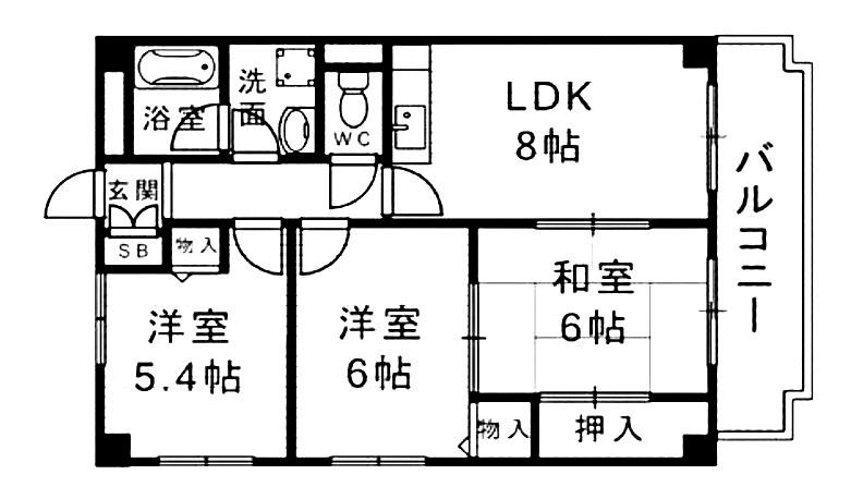 アートフェリス(3LDK/2階)の間取り写真