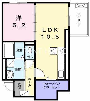 アウローラ八尾(1LDK/1階)の間取り写真