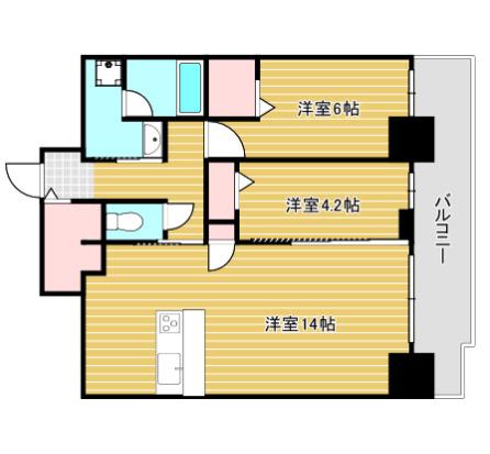ルクスエテルナ江戸堀(2LDK/6階)の間取り写真