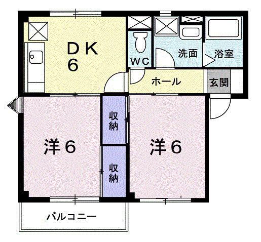 キャッスル・スクエアー(2DK/2階)の間取り写真