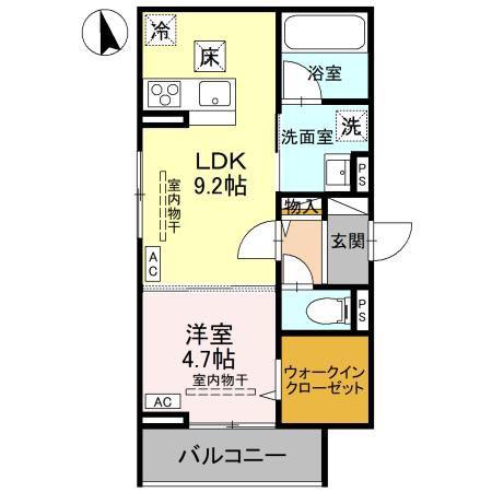 エルミネット(1LDK/1階)の間取り写真