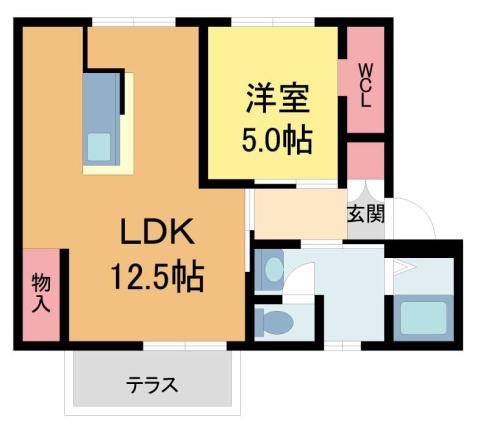 フレグランス宝塚III(1LDK/1階)の間取り写真