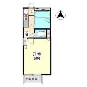 コーポカドタ(1K/1階)の間取り写真