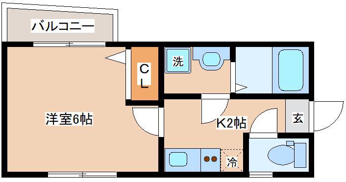 シャトーブリック(1K/2階)の間取り写真