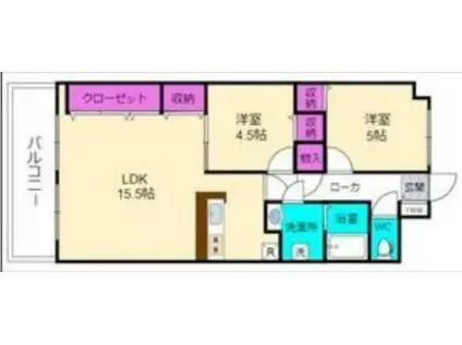 セザール加古川A棟(2LDK/4階)の間取り写真