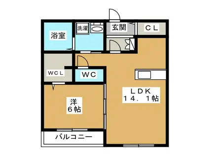 RESIDENCE H(1LDK/3階)の間取り写真