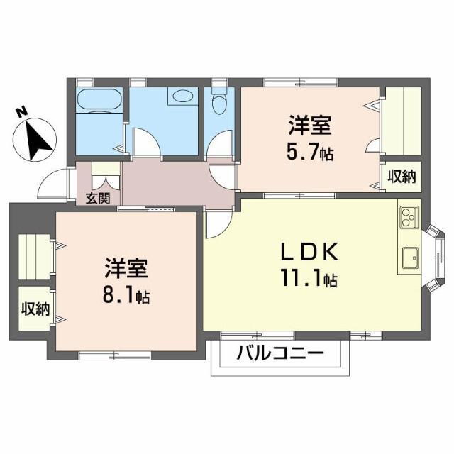 ファミールアルファ B(2LDK/2階)の間取り写真