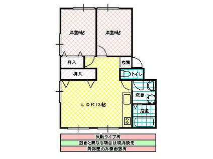 レイクヒルズ(2LDK/3階)の間取り写真
