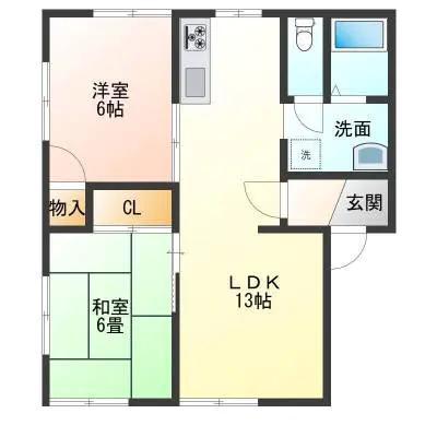 エトワールK(2LDK/1階)の間取り写真