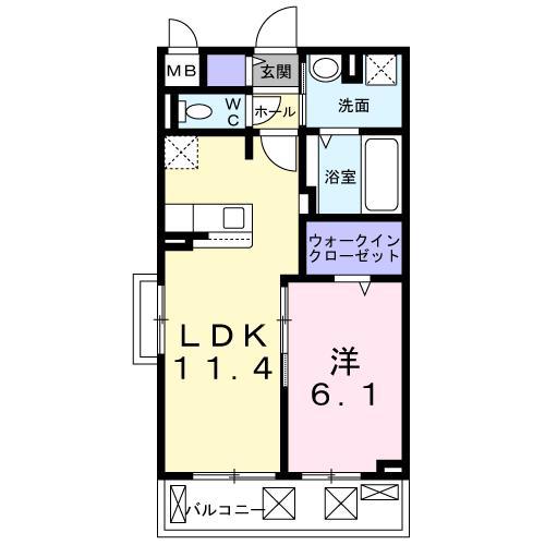 エテルノ・グランデII(1LDK/2階)の間取り写真