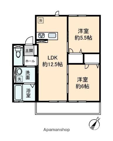 サンモール(2LDK/1階)の間取り写真