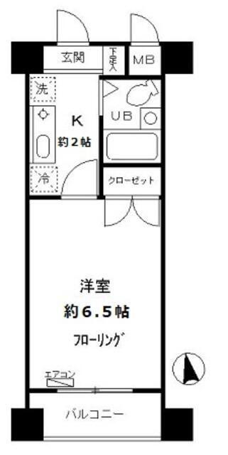 カテリーナ市ヶ谷(1K/1階)の間取り写真