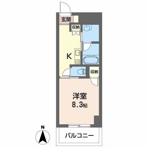 GOLD COURT 楽々園(1K/9階)の間取り写真
