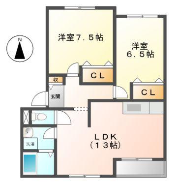 ガーデンパレス(2LDK/2階)の間取り写真