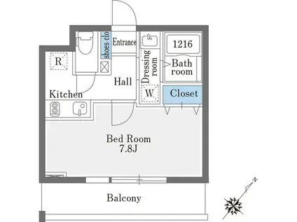 ラドゥセール巣鴨イースト(1K/2階)の間取り写真