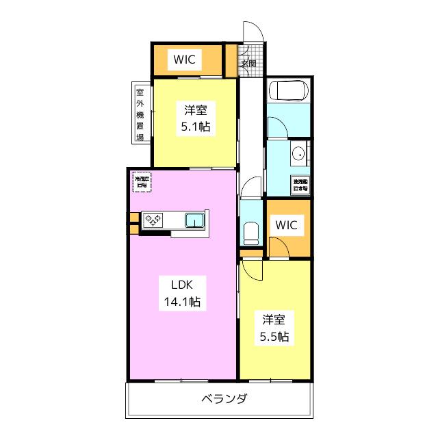 S-ROOM曰佐西館(2LDK/3階)の間取り写真