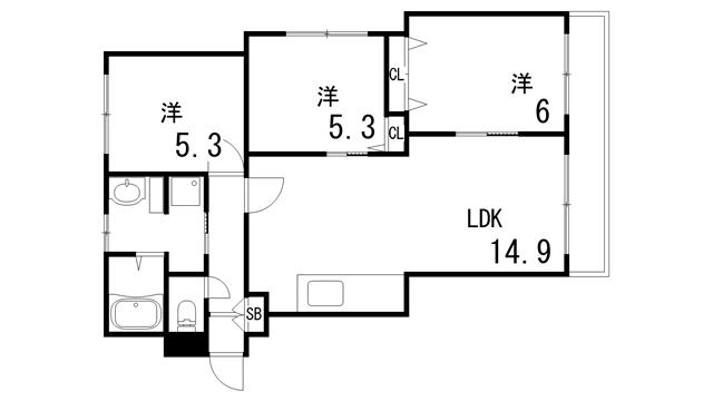 クレストヒル芦屋(3LDK/2階)の間取り写真