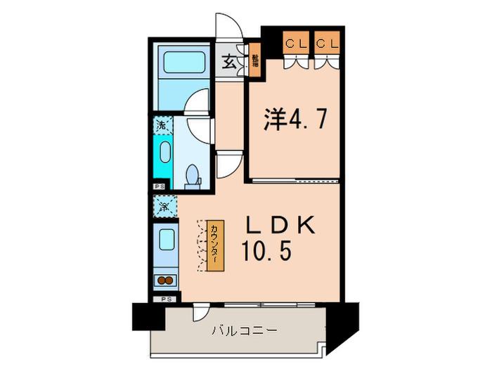 ラコント恵比寿(1LDK/5階)の間取り写真