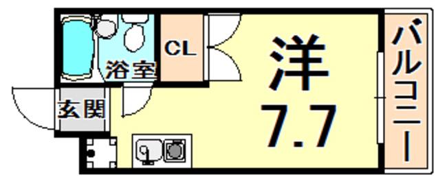 サンガーデンルームⅠ(1K/2階)の間取り写真