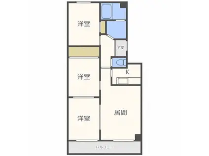 ノースウィズ参番館(3LDK/3階)の間取り写真