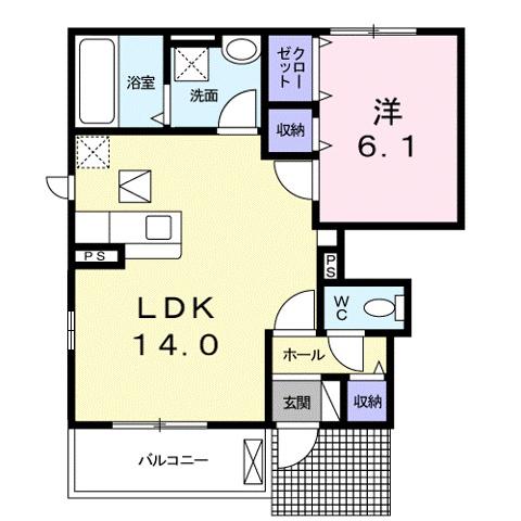 サンクチュアリKEG(1LDK/1階)の間取り写真